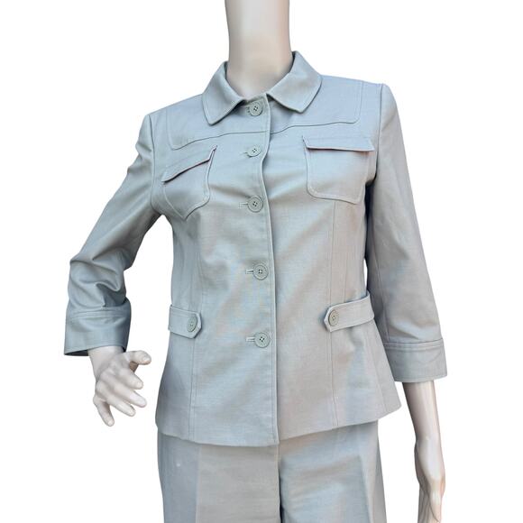 T Tahari 6 Business Suit Set Jacket & Pants 2PC Safari Utility Straight Leg - Picture 16 of 16